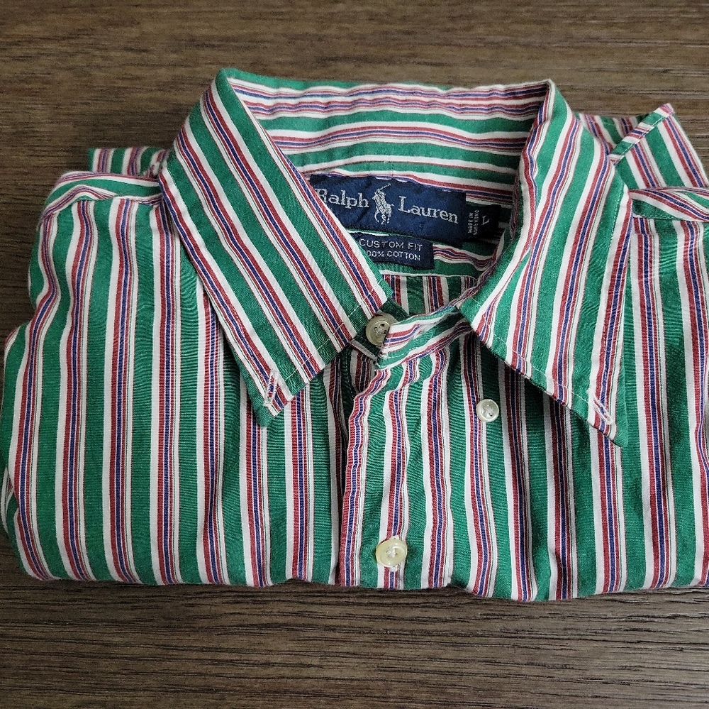 Ralph Lauren Men's Custom Fit Long Sleeve Button Down Shirt Size Large